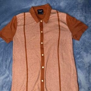 Abercrombie & Fitch Featherweight Retro Short Sleeve Bowling Shirt Mens size m